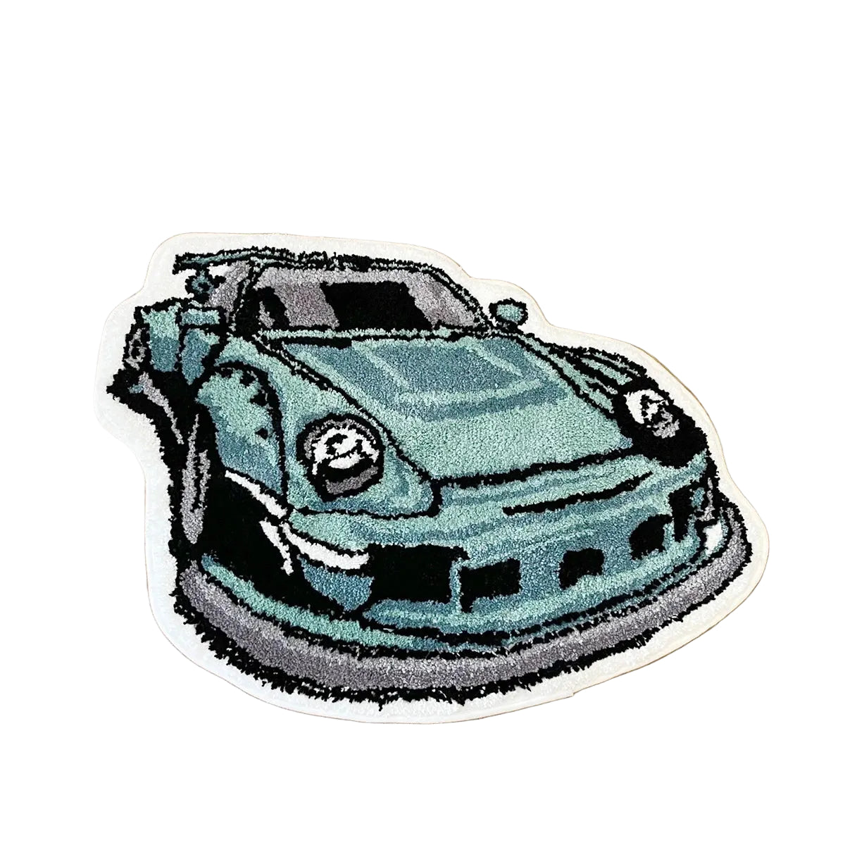 Green Sports Car Tufted Rug