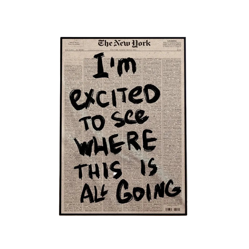 Excited Newspaper Framed Canvas Print