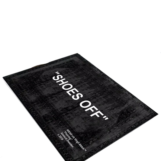 Velvet "Shoes Off" Printed Rug