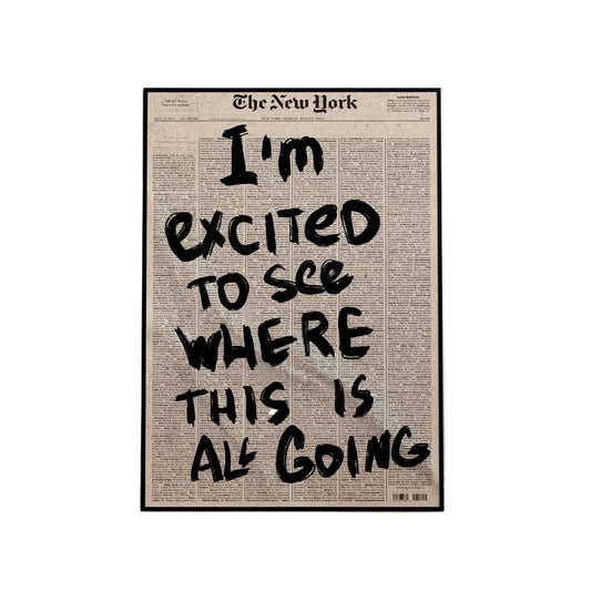Excited Newspaper Framed Canvas Print