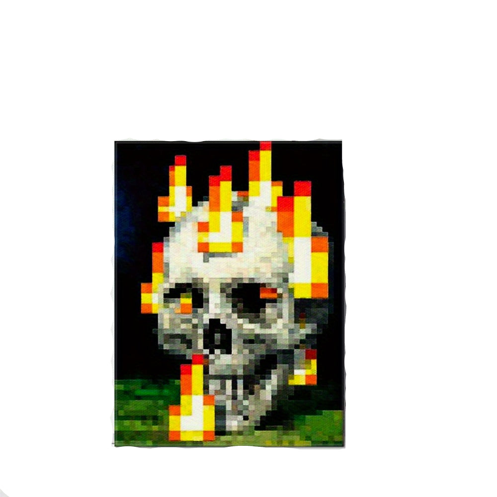 Minecraft Skull Framed Canvas Print